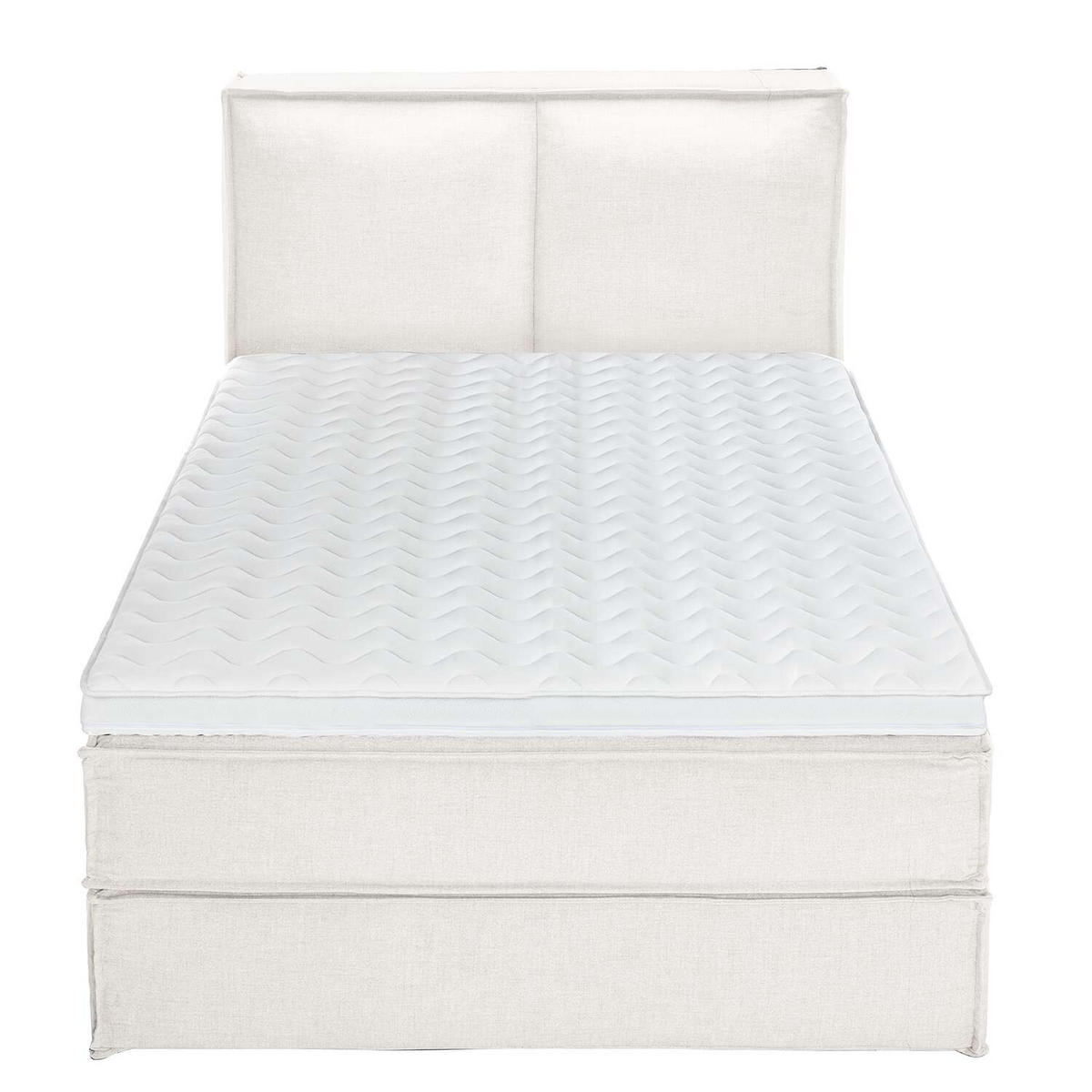BOXSPRINGBETT 140/220 cm  in Creme  - Creme/Schwarz, Design, Kunststoff/Textil (140/220cm) - home24