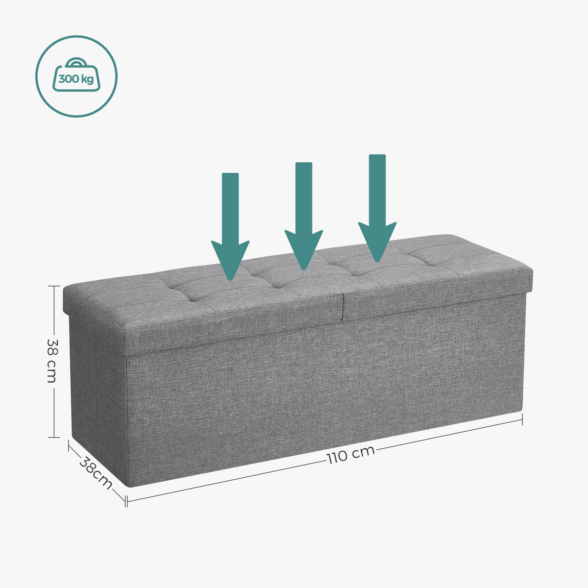SITZBOX in Textil, Holzwerkstoff Grau  - Grau, Basics, Holzwerkstoff/Textil (110/38/38cm)