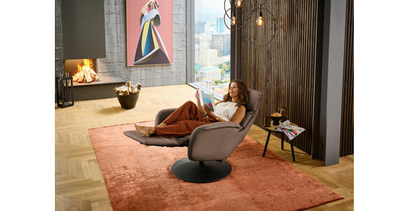 RELAXSESSEL in Leder Graubraun  - Graubraun/Schwarz, Design, Leder/Metall (76/108/86cm) - Dieter Knoll