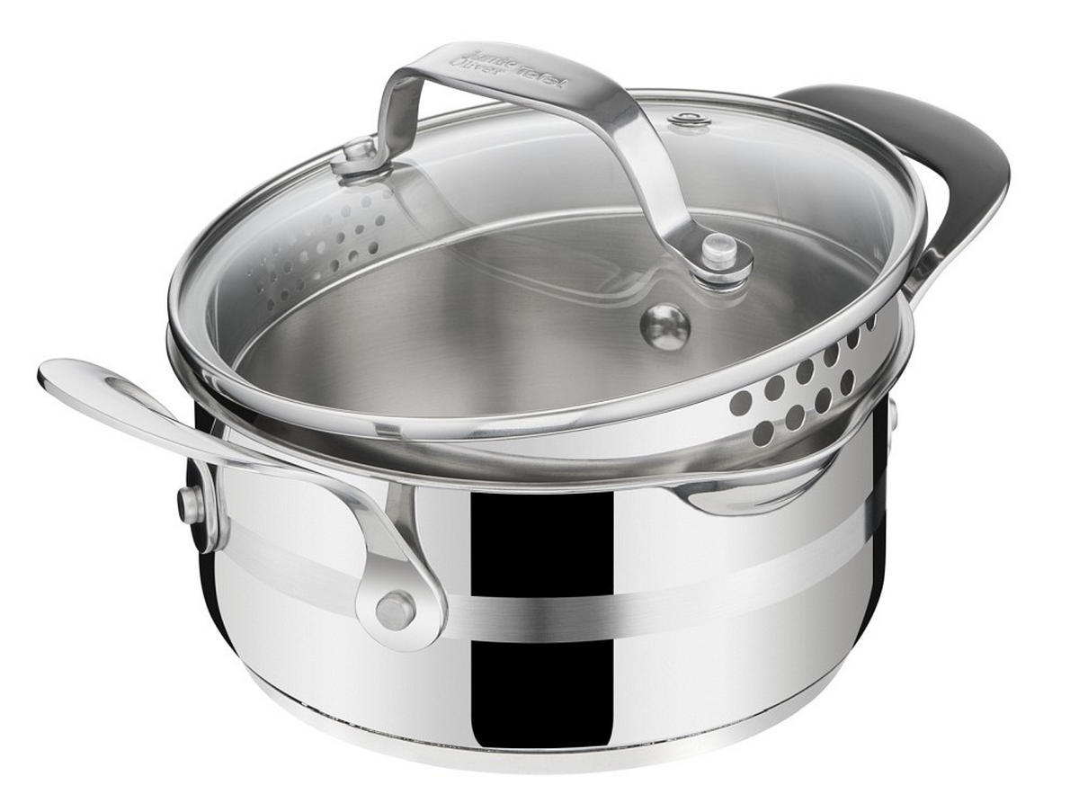 KOCHTOPFSET Jamie Oliver COOK SMART 7-teilig  - Alufarben, Basics, Glas/Metall - Tefal