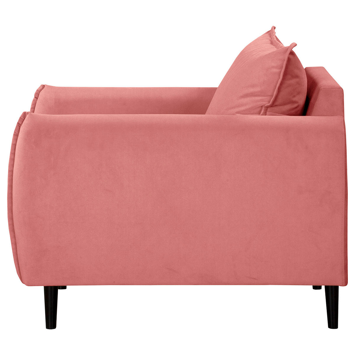 SESSEL in Samt Rosa  - Schwarz/Rosa, Design, Holz/Textil (74/86/100cm) - P & B