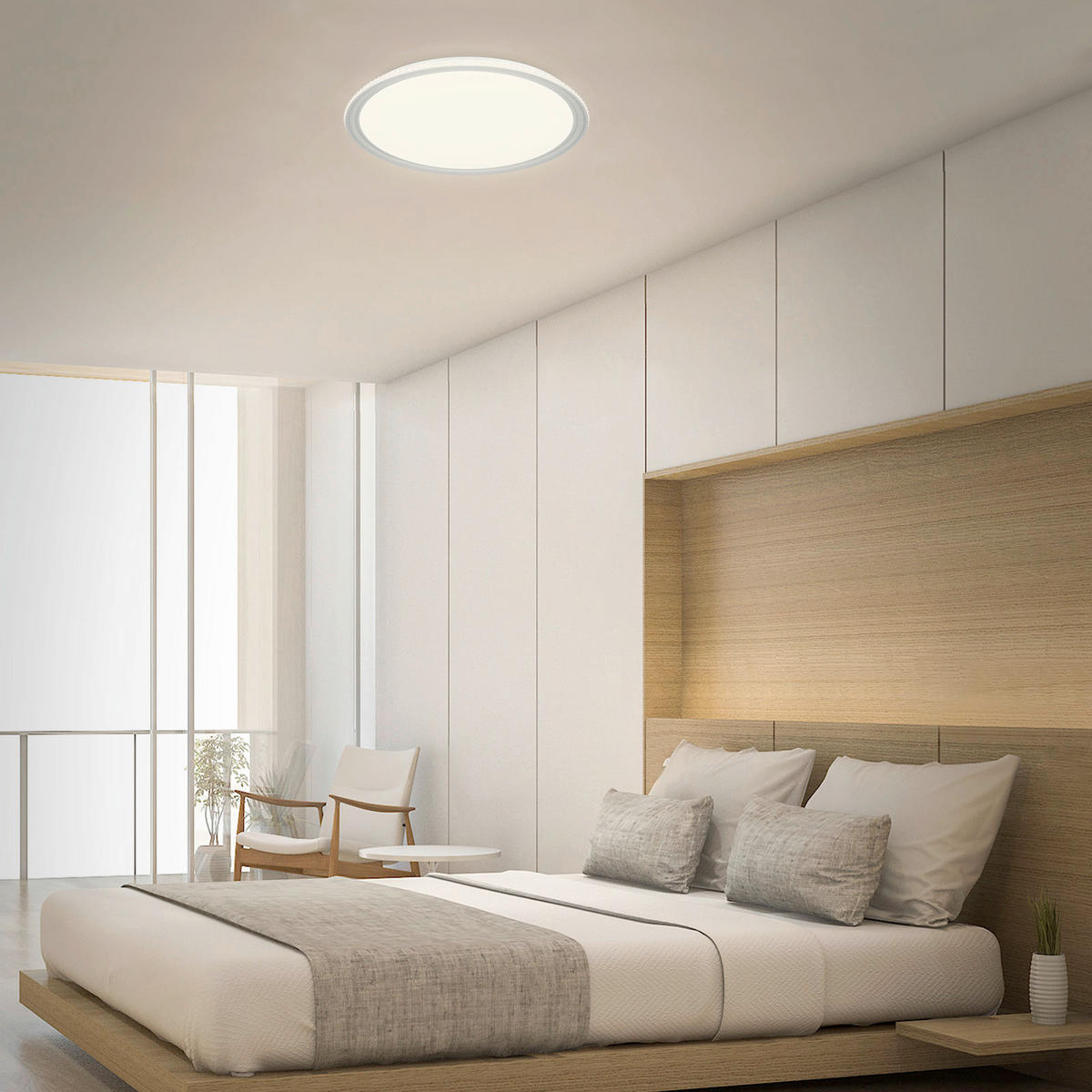 LED SVJETILJKA STROPNA  - svijetlo siva, Basics, plastika (50/8,2cm)
