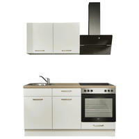 KÜCHENLEERBLOCK 160 cm   in Weiß, Eichefarben  - Edelstahlfarben/Eichefarben, Design, Holzwerkstoff/Metall (160cm) - Pino