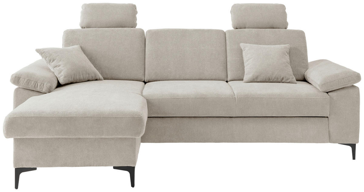 ECKSOFA Chenille Naturfarben  - Schwarz/Naturfarben, Konventionell, Textil/Metall (151/245cm) - Livetastic