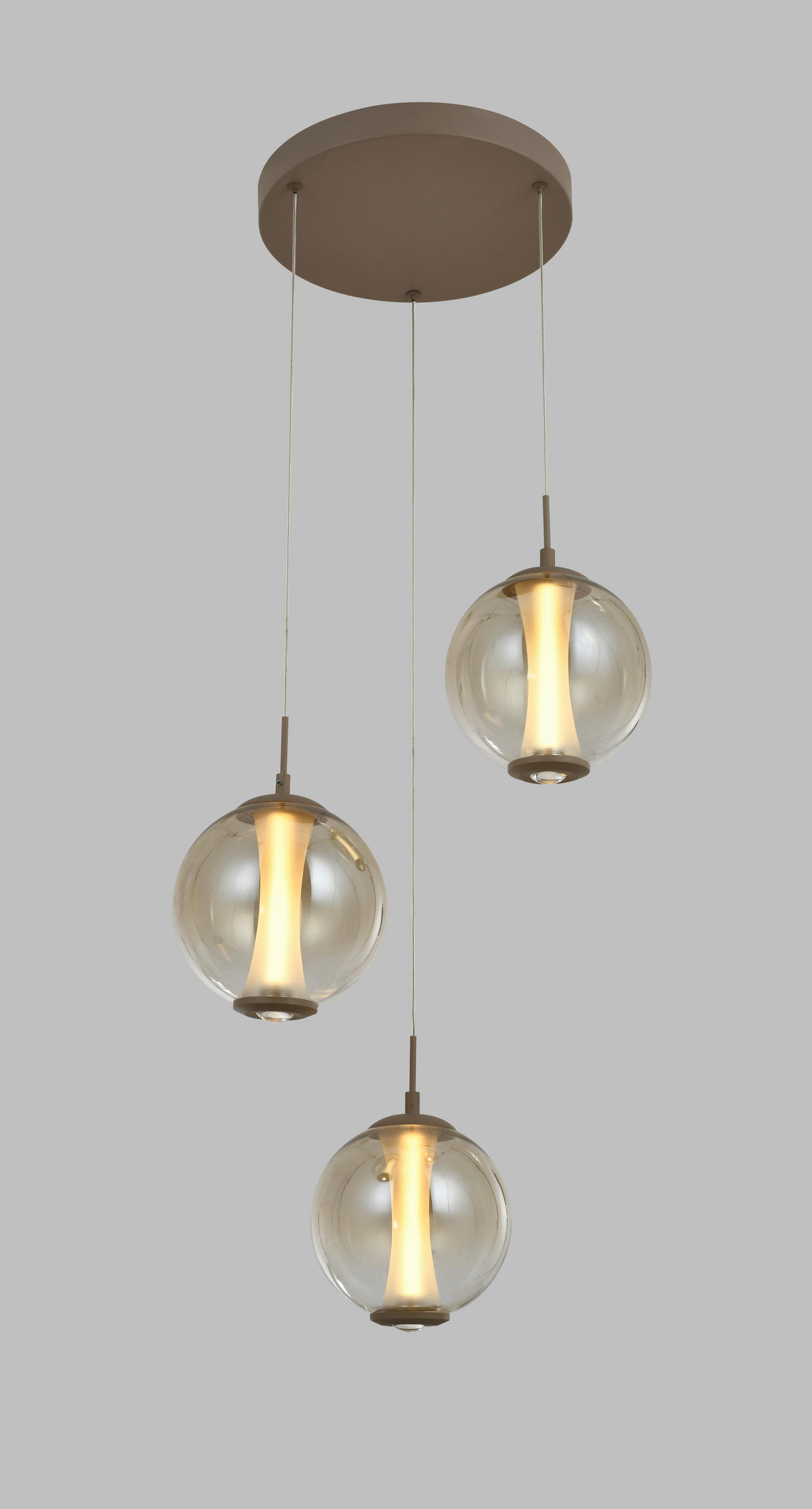 ZÁVĚSNÉ LED SVÍTIDLO,  - pískové barvy, Design, kov/sklo (44/150/44cm)