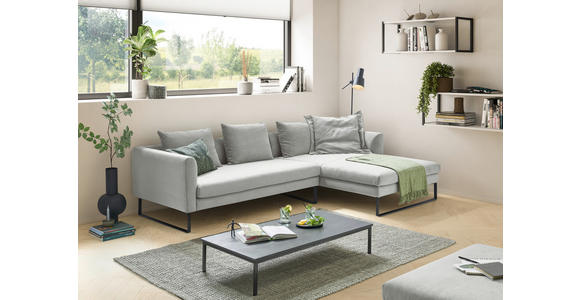 ECKSOFA  in Feincord Hellgrau  284/178 cm  - Hellgrau/Schwarz, KONVENTIONELL, Textil/Metall (284/178cm) - Hom`in