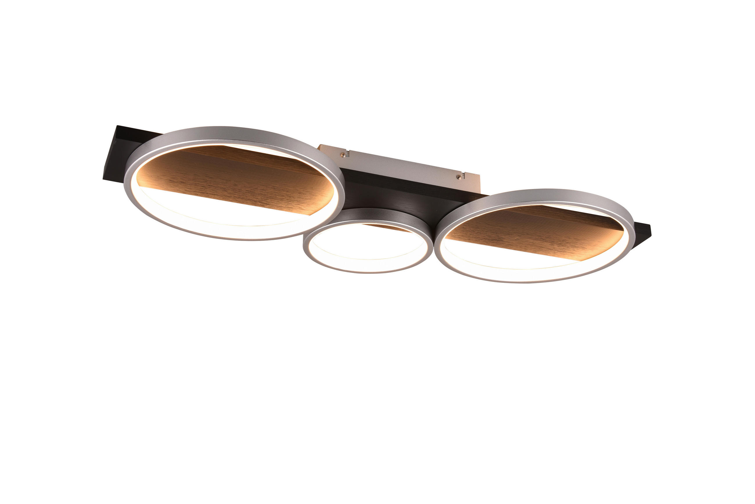 LED-DECKENLEUCHTE     - Titanfarben/Schwarz, Basics, Holz/Metall (80,0/8,0/34,5cm) - Trio Leuchten