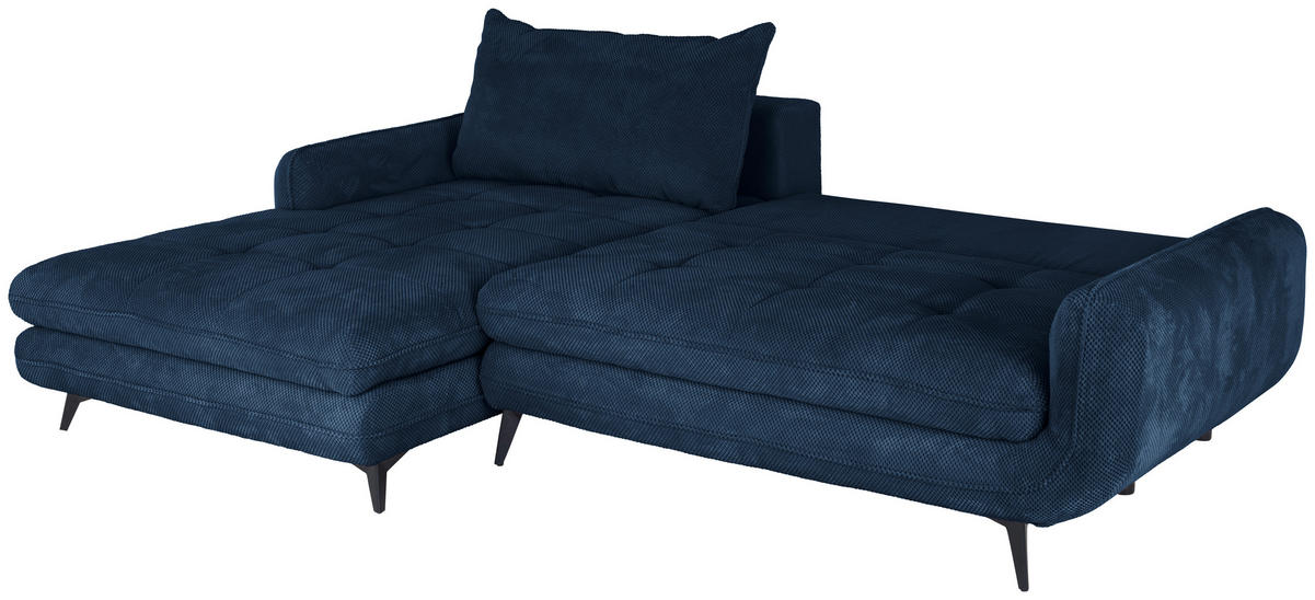 ECKSOFA WAVE Dunkelblau Struktur  - Beige/Schwarz, MODERN, Textil/Metall (189/266cm) - MID.YOU