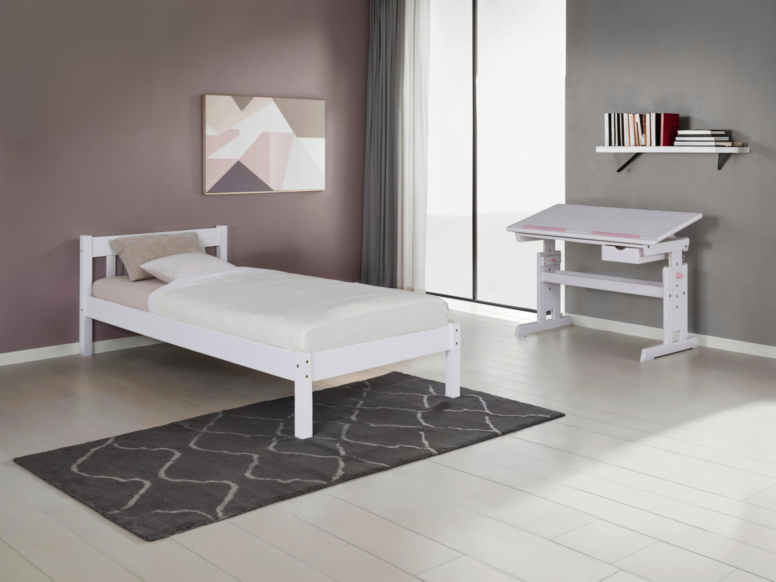 EINZELZIMMER Weiß  - Blau/Hellrosa, MODERN, Holz/Holzwerkstoff - MID.YOU