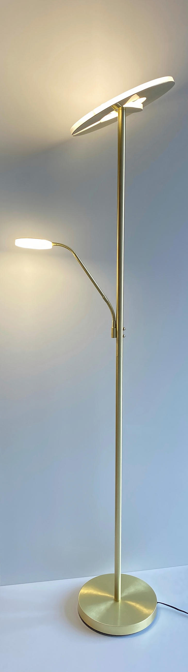 LED-STEHLEUCHTE - Weiss/Messingfarben, Design, Kunststoff/Metall (35/180cm) - Fischer & Honsel