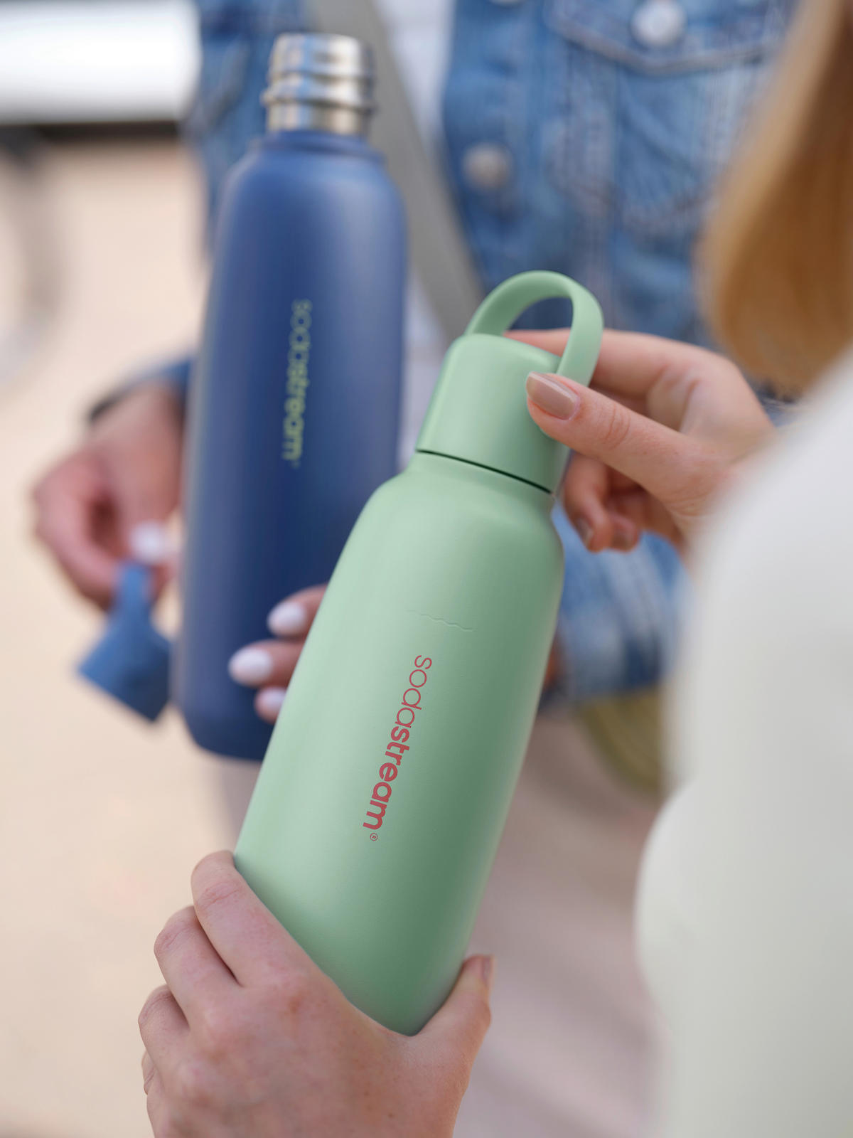 TRINKFLASCHE 0.9 l FIZZ&GO  - Mintgrün, Basics, Metall (19,5/10/28,5cm) - SodaStream