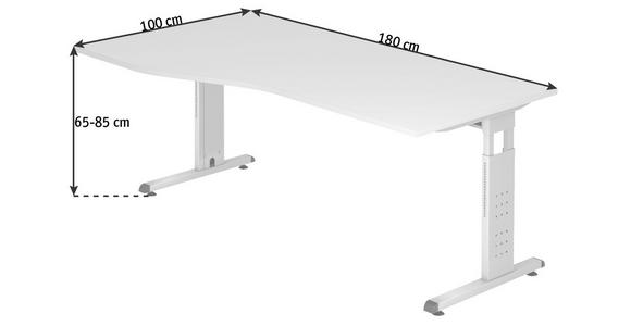 SCHREIBTISCH 180/100/65-85 cm  in Eichefarben  - Eichefarben/Silberfarben, KONVENTIONELL, Holzwerkstoff/Metall (180/100/65-85cm) - Venda