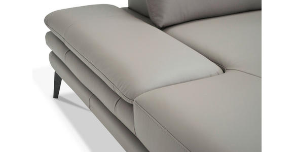 ECKSOFA in Echtleder Graubraun  - Graubraun/Schwarz, Design, Leder/Metall (288/184cm) - Novel