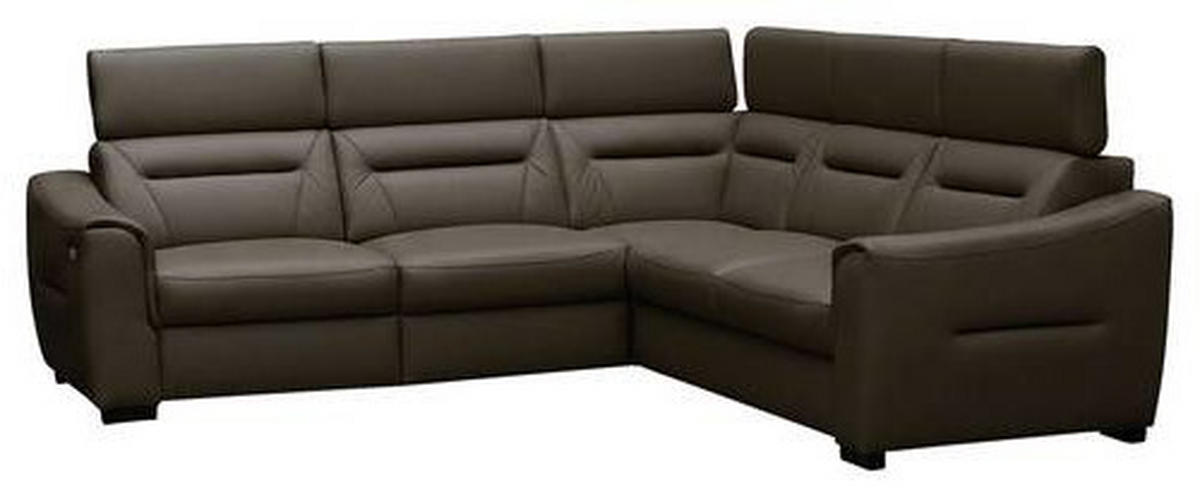 ECKSOFA Lederlook Echtleder Dunkelbraun  - Wengefarben/Dunkelbraun, Design, Leder/Holz (260/260cm) - Celina Home