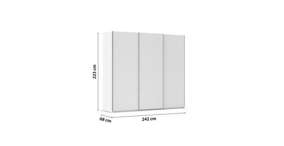 SCHWEBETÜRENSCHRANK  in Weiß  - Alufarben/Weiß, Basics, Holzwerkstoff/Metall (242/223/68cm) - Novel