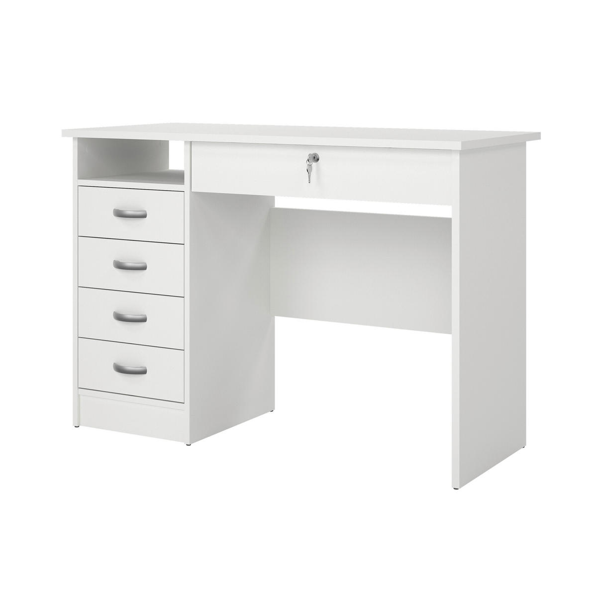 SCHREIBTISCH 109,3/48,5/75,6 cm  in Weiß  - Silberfarben/Weiß, MODERN, Holzwerkstoff/Kunststoff (109,3/48,5/75,6cm) - MID.YOU
