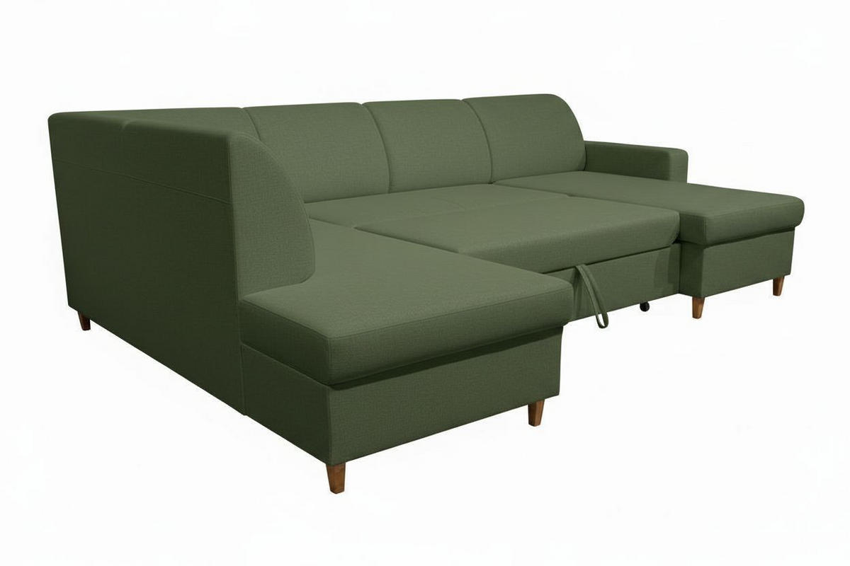 WOHNLANDSCHAFT NIKAS Grün Bouclé  - Buchefarben/Grün, Design, Holz/Textil (310/198/145cm) - MID.YOU