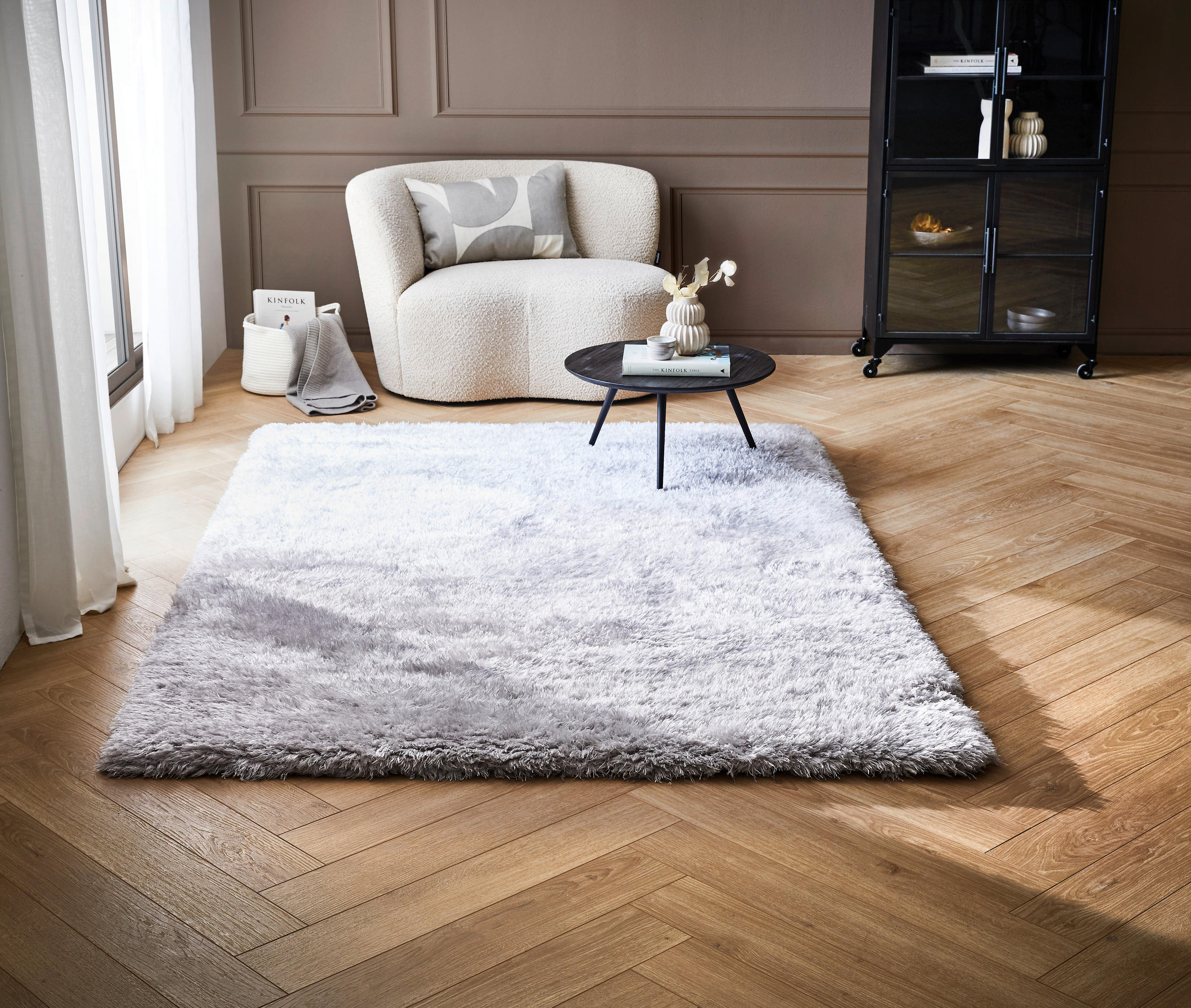 HOCHFLORTEPPICH 160/230 cm Shinning Shag Silberfarben  - Silberfarben, KONVENTIONELL, Textil (160/230cm) - Novel