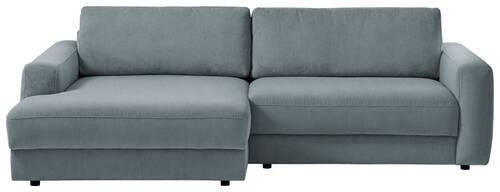 ECKSOFA in Cord Blaugrau - Blaugrau/Schwarz, Modern, Textil (176/250cm) - Trendmanufaktur