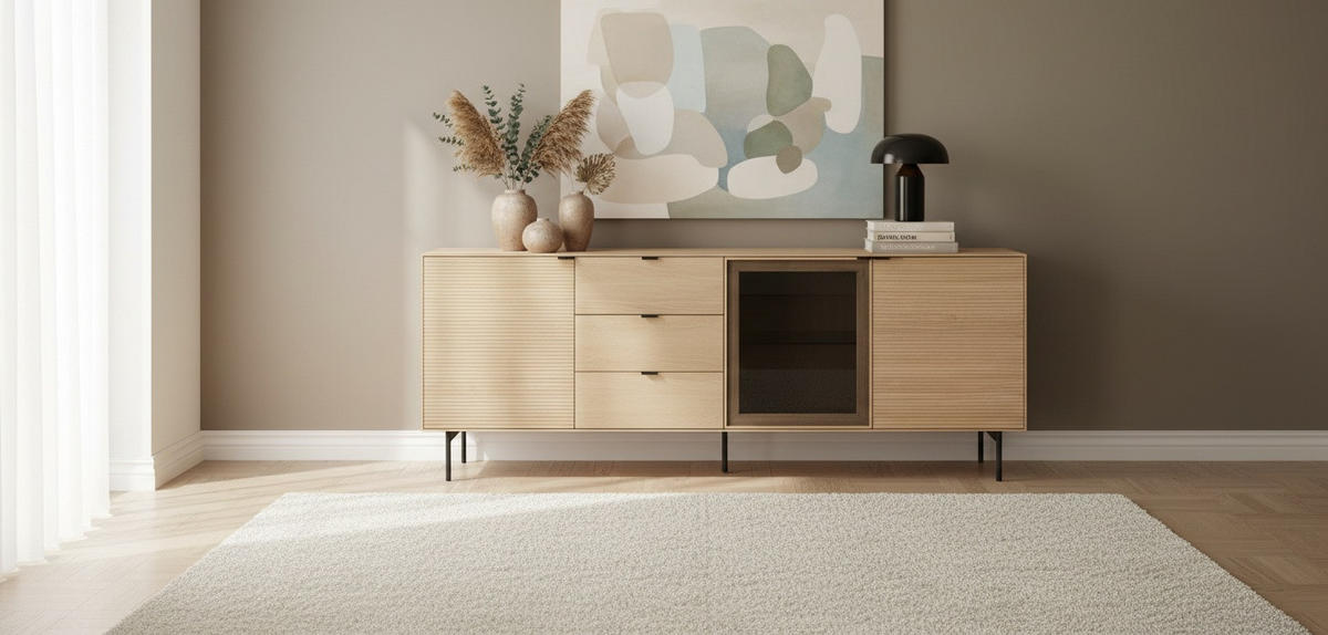 SIDEBOARD  200/80/40 cm 3 Schublade(n)  - Eichefarben/Schwarz, Konventionell, Glas/Holzwerkstoff (200/80/40cm) - Xora