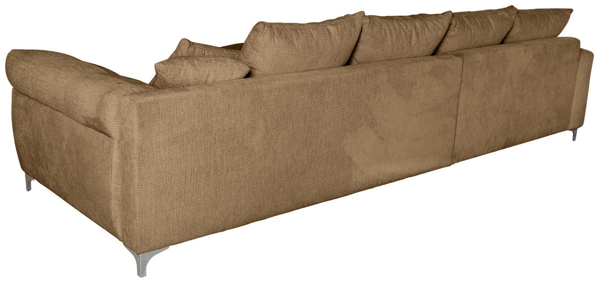 ECKSOFA in Chenille Rostfarben  227/329 cm  - Chromfarben/Rostfarben, KONVENTIONELL, Textil/Metall (227/329cm) - Carryhome