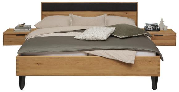 BETTANLAGE - Wildeiche/Schwarz, Design, Holz/Textil (180/200cm) - Valnatura
