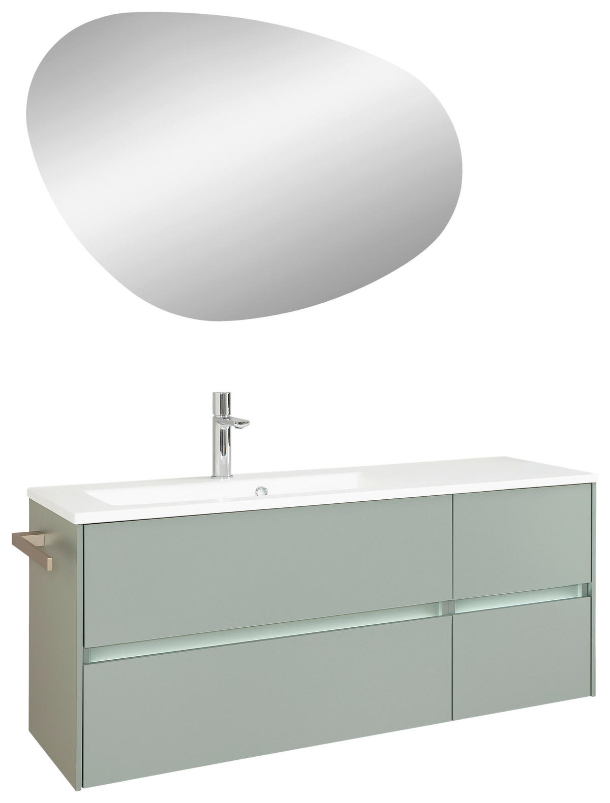 BADEZIMMER 3-teilig  in 113 cm  - Schilfgrün/Weiß, Design, Holzwerkstoff/Stein (113cm) - Sadena