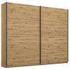 SCHWEBETÜRENSCHRANK 226/210/62 cm 2-türig Eiche Artisan  - Eiche Artisan/Grau, MODERN, Holzwerkstoff/Metall (226/210/62cm) - Rauch Möbel