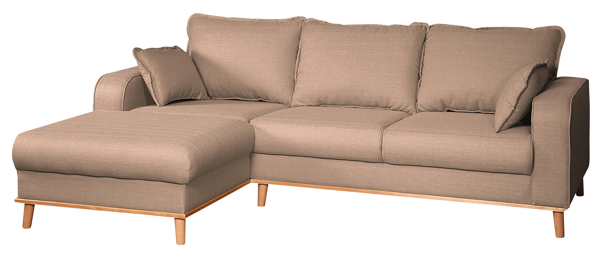 ECKSOFA Beata Cappuccino Mikrofaser  - Wengefarben/Cappuccino, Design, Holz/Textil (150/230cm) - Livetastic