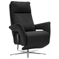 RELAXSESSEL in Leder Schwarz  - Edelstahlfarben/Schwarz, Design, Leder/Metall (79-83/116/87-176cm) - Valdera