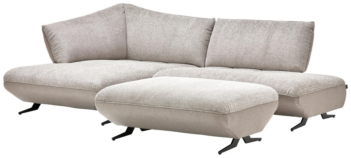 ECKSOFA in Chenille, Struktur Grau, Sandfarben  - Sandfarben/Anthrazit, Design, Textil/Metall (172/265cm) - Joop!