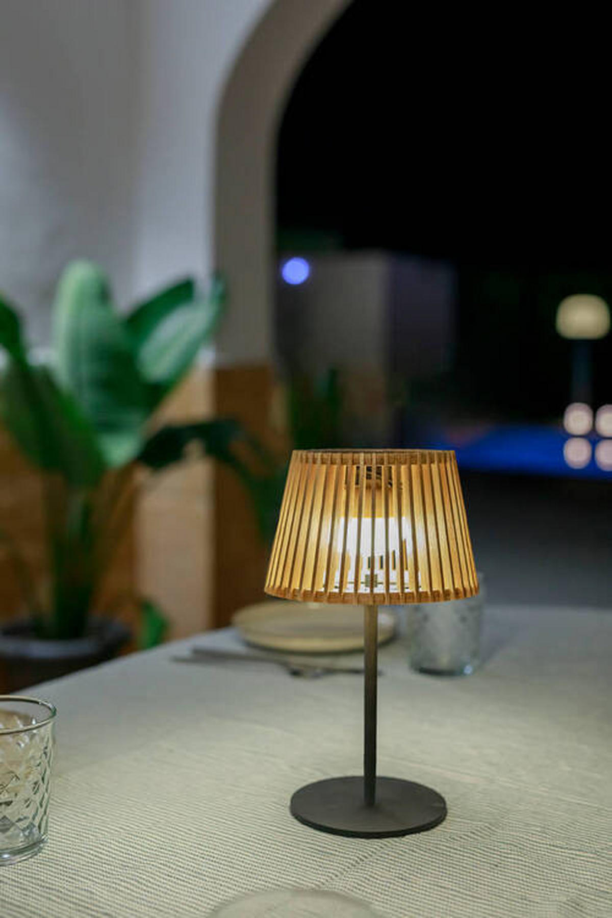 LED-TISCHLEUCHTE Okinawa 16/36/16 cm   - Schwarz/Braun, Natur, Naturmaterialien/Metall (16/36/16cm) - New Garden