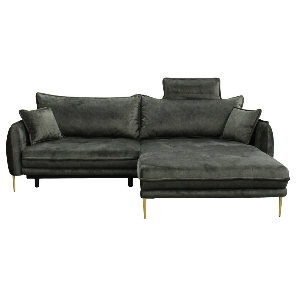 Thumbnail - Mid.you Ecksofa, Grün, Textil, Ottomane rechts, L-Form, 264x196 cm, Made in EU, Liegefunktion, Wohnzimmer, Sofas & Couch...