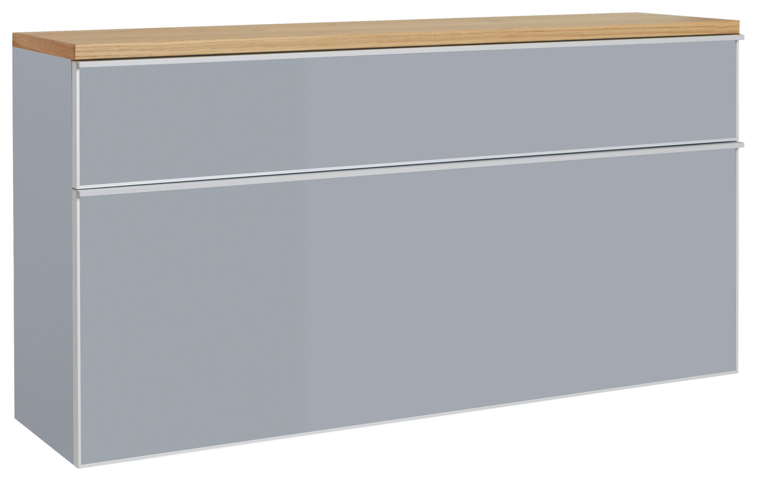 SCHUHKIPPER Balkeneiche furniert Grau, Eichefarben - Eichefarben/Silberfarben, Design, Glas/Holz (120/61/31cm)