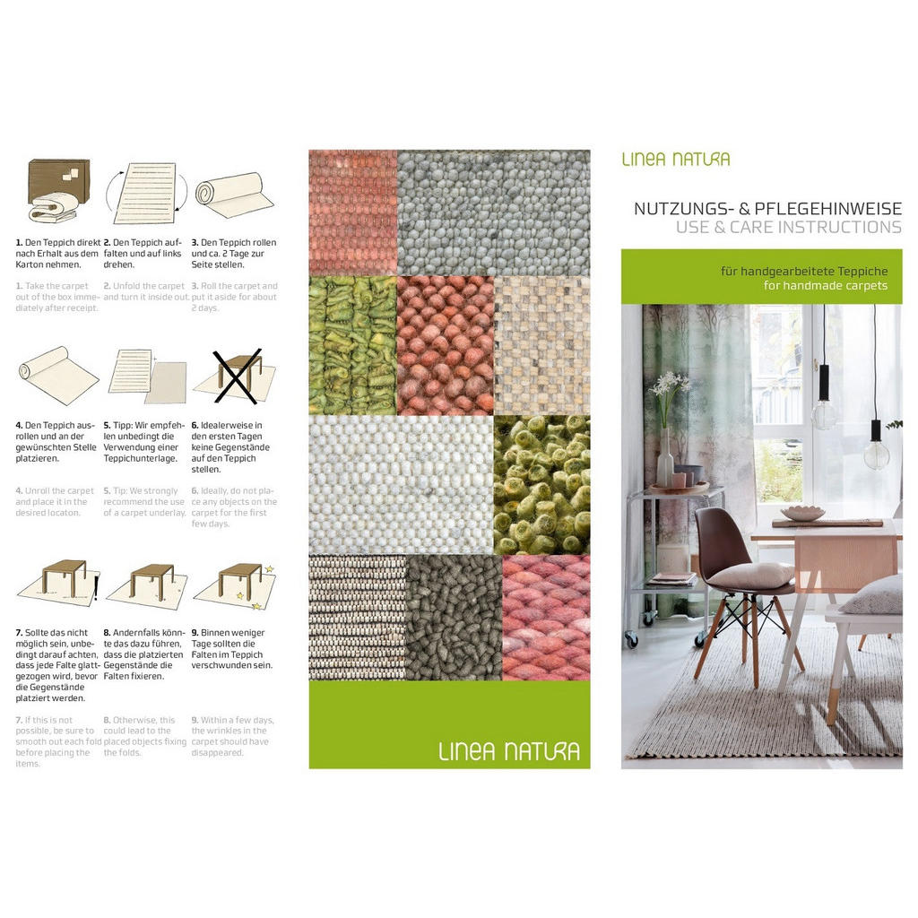 Thumbnail - Linea Natura Handwebteppich Taranto, Beige, Textil, Uni, rechteckig, 130x190 cm, für Fußbodenheizung geeignet, beidseiti...