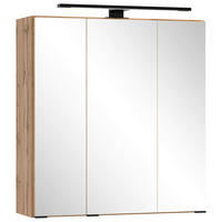 SPIEGELSCHRANK 60/67,5/20 cm  - Eiche Wotan/Schwarz, MODERN, Glas/Holzwerkstoff (60/67,5/20cm) - Held