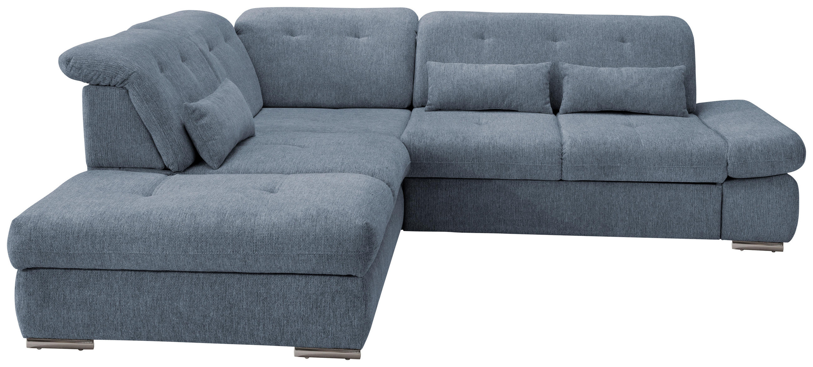ECKSOFA in Chenille Hellblau  - Chromfarben/Hellblau, Design, Textil/Metall (254/280cm) - Livetastic