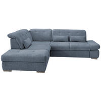 ECKSOFA in Chenille Hellblau  - Chromfarben/Hellblau, Design, Textil/Metall (254/280cm) - Livetastic