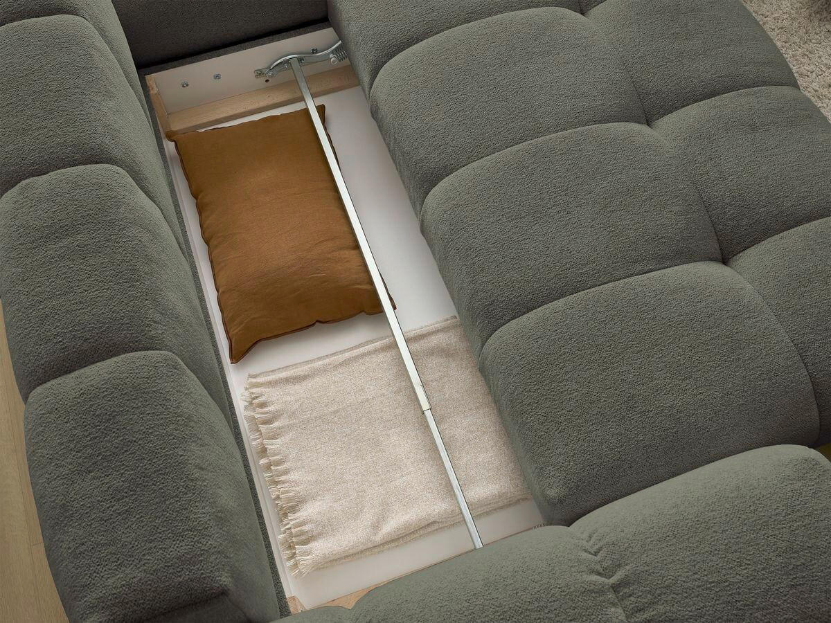 ECKSCHLAFSOFA EVEREST  mit Rücken echt, Armteil links, Armteil rechts Flachgewebe Grün  - Schwarz/Grün, MODERN, Kunststoff/Textil (320/212cm)