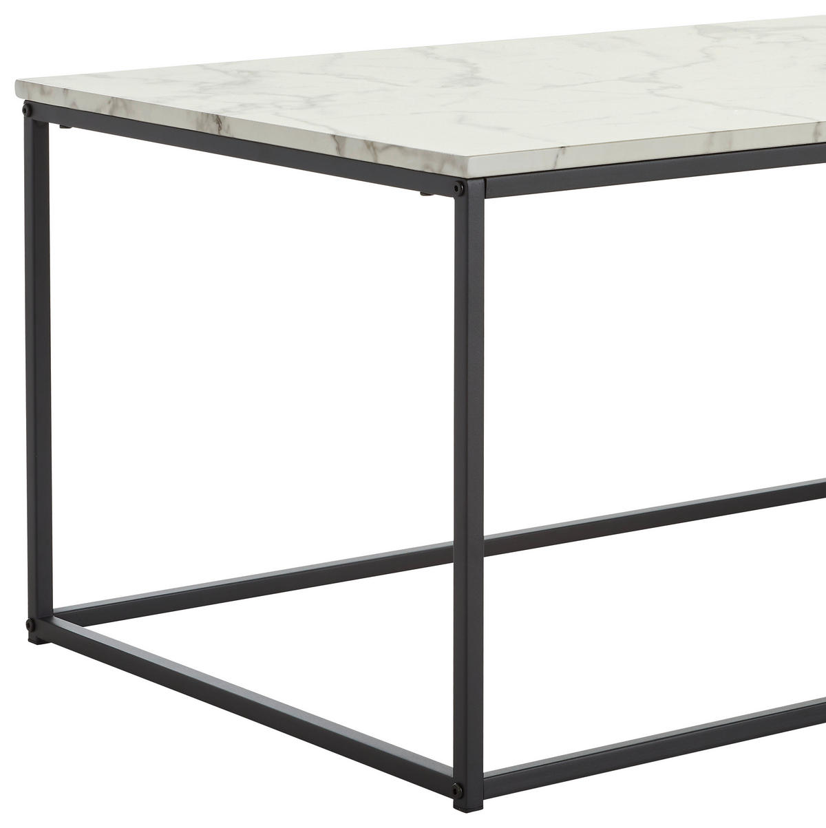 COUCHTISCH in Metall, Holzwerkstoff 100/60/45 cm  - Weiss/Schwarz, Konventionell, Holzwerkstoff/Metall (100/60/45cm) - MID.YOU