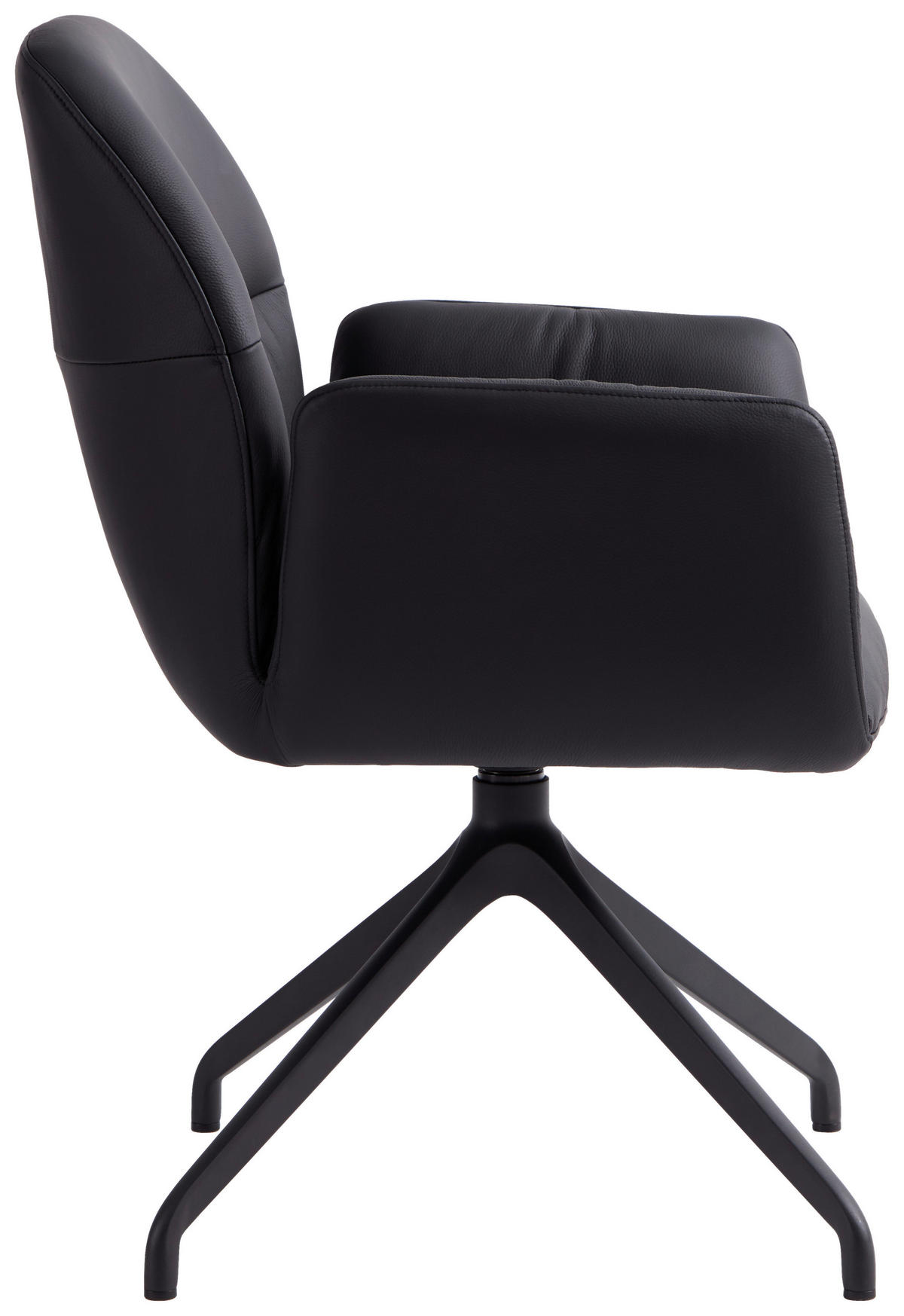 ARMLEHNSTUHL  Sitzfläche 360° drehbar, automatische Rückholfunktion  Echtleder  - Schwarz, Design, Leder/Metall (62/89/63cm) - Dieter Knoll