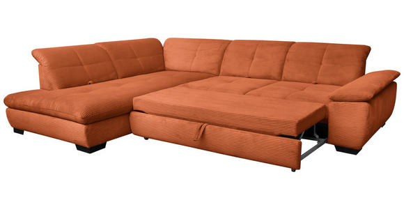 ECKSOFA in Cord Rostfarben 242/313 cm - Rostfarben/Schwarz, Design, Textil/Metall (242/313cm) - Xora