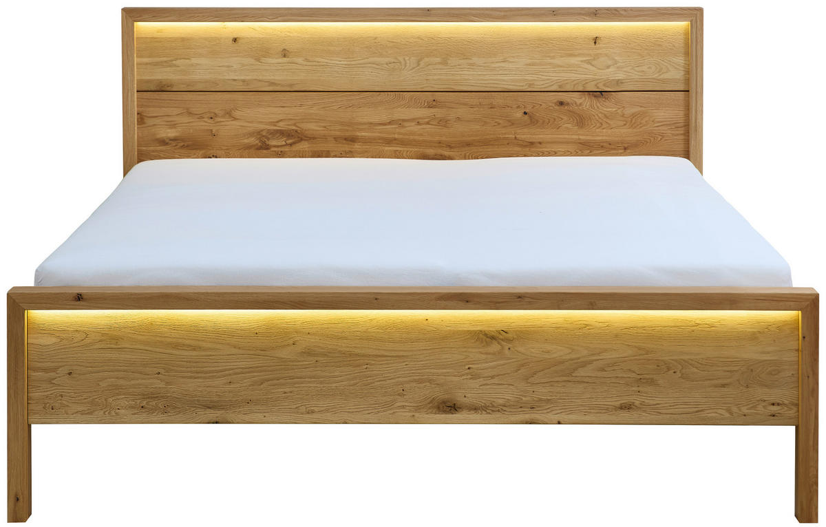 BETT 200/200 cm,  in Naturfarben, Wildeiche, Beleuchtung,  - Wildeiche/Naturfarben, MODERN, Holz (200/200cm) - MID.YOU