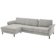 ECKSOFA  in Chenille, Flachgewebe Greige  175/316 cm  - Greige/Schwarz, Design, Textil/Metall (175/316cm) - Dieter Knoll