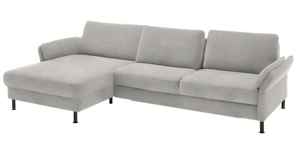 ECKSOFA  in Chenille, Flachgewebe Greige  175/316 cm  - Greige/Schwarz, Design, Textil/Metall (175/316cm) - Dieter Knoll