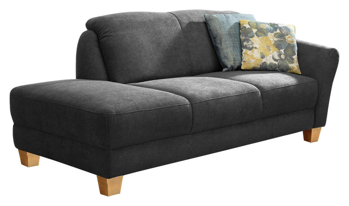 RÉCAMIERE in Flachgewebe Schwarz  - Schwarz/Naturfarben, Konventionell, Holz/Textil (194/84/91cm) - Sit & More