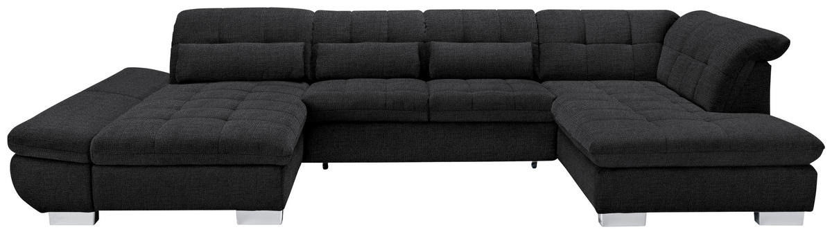 WOHNLANDSCHAFT in Mikrofaser Graphitfarben  - Chromfarben/Graphitfarben, Design, Kunststoff/Textil (204/350/211cm) - Xora