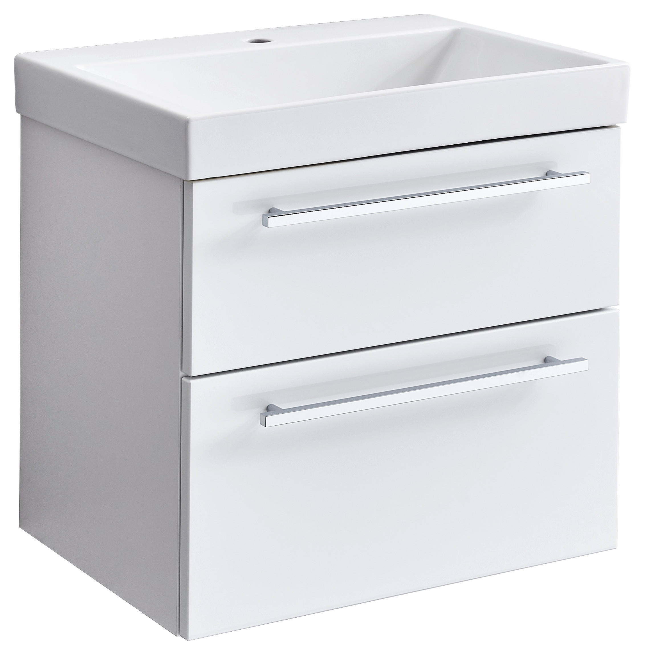 WASCHTISCHKOMBI 62 cm  - Weiss Hochglanz/Chromfarben, Design, Keramik/Holzwerkstoff (62cm) - Novel