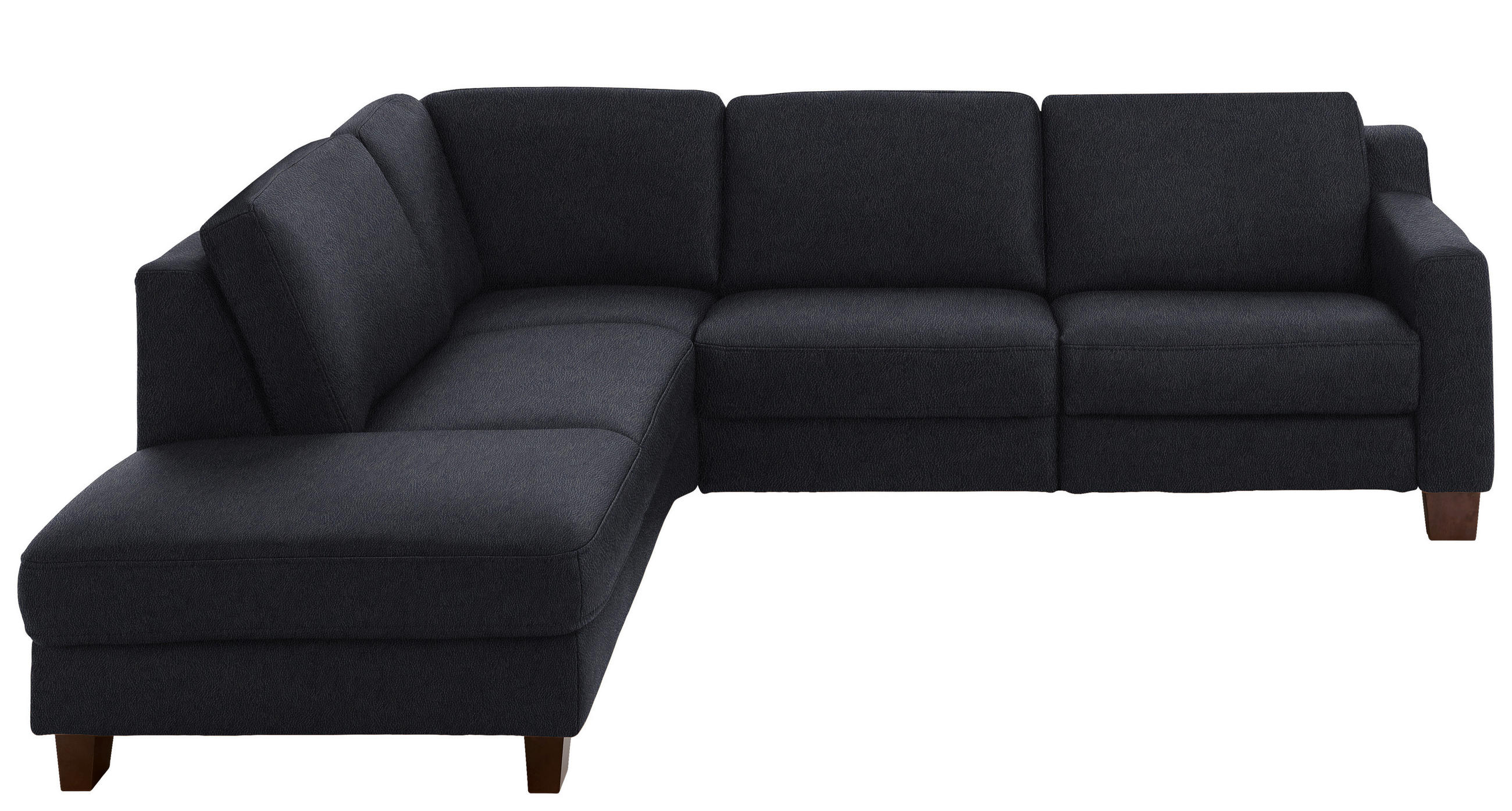 ECKSOFA in Echtleder Schwarz  - Eichefarben/Schwarz, Design, Leder/Holz (235/259cm) - Valdera