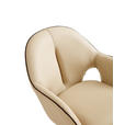 ARMLEHNSTUHL  Sitzfläche 360° drehbar, automatische Rückholfunktion  Echtleder  - Creme/Schwarz, Design, Leder/Metall (62/85/64cm) - Novel